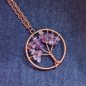 NEW! Tree Of Life Natural Amethyst Stone Chip Necklace